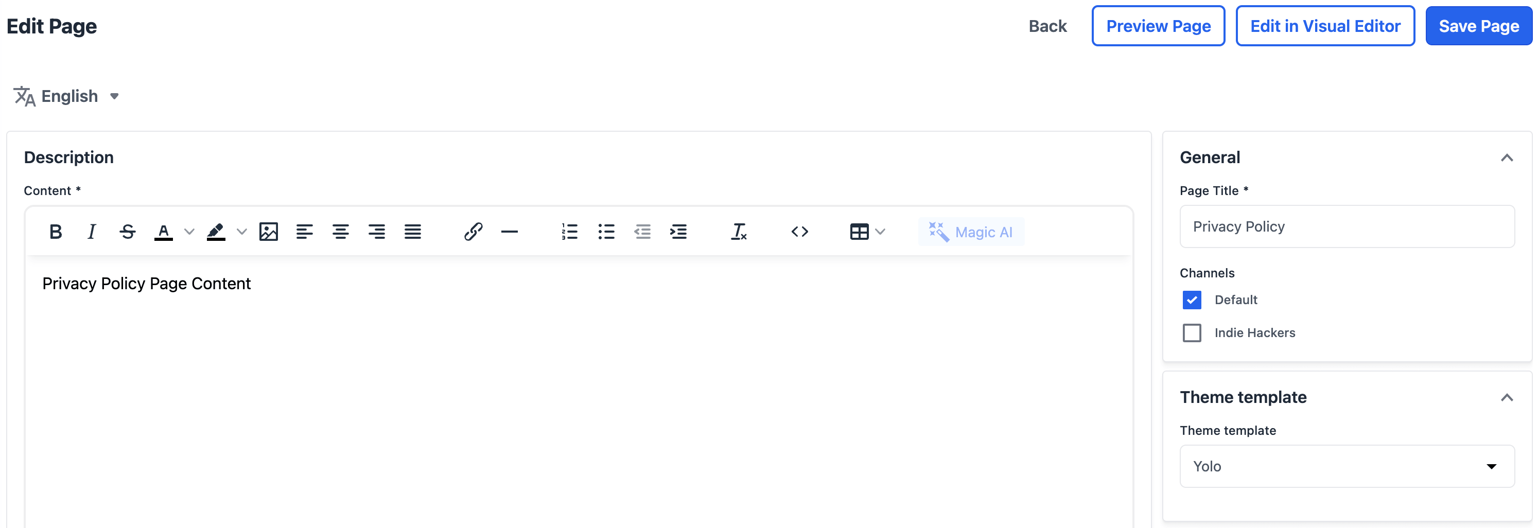 Custom template assignment field