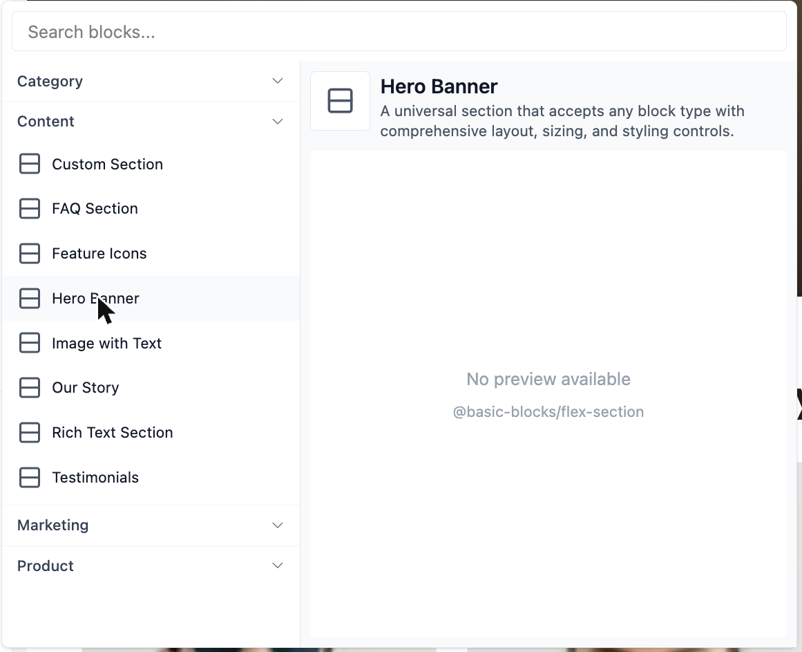 The section picker