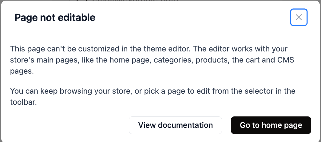 The page not editable message