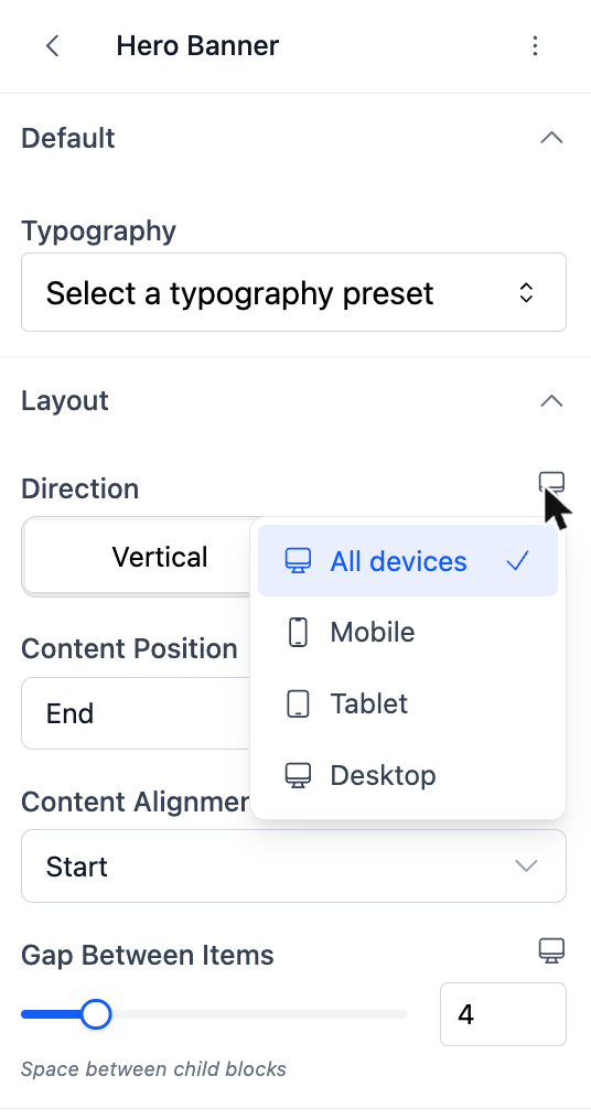 Choosing a device for a setting