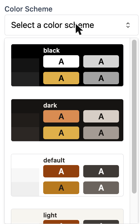 Choosing a color scheme for a section