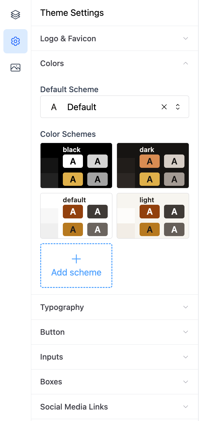 The color schemes in theme settings